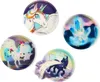 A collage of four round trays, each featuring a different unicorn-themed illustration. Náhľad obrázku produktu