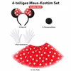 4-teiliges Maus-Kostüm Set Damen XS/S – roter Tüllrock mit Produktbild-Vorschau 2