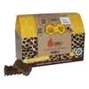 A product box for fire starters with a honeycomb pattern and bee imagery. Produktbild-Vorschau