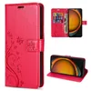 Collage of images showing a red flip wallet case for a Samsung Xcover 7 phone, including views of the case open with cards and cash, and the phone inside. Produktbild-Vorschau