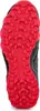 Close-up view of the sole of a black and red trail running shoe. Produktbild-Vorschau