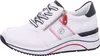 A white sneaker with navy and red accents is shown against a white background. Produktbild-Vorschau