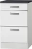 A white cabinet with three drawers and a dark gray countertop. Produktbild-Vorschau