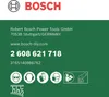 A green background with Bosch branding, contact information, and safety icons. Anteprima dell’immagine prodotto