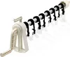 A white plastic pool cover roller system with black straps and white clips, shown against a white background. Podgląd zdjęcia produktu