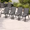 4er Gartenstuhl Outdoorstuhl Stapelstuhl stapelbar Metall Textilen Anthrazit Voir les images du produit