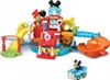 A colorful toy playset with a Mickey Mouse theme, featuring a car wash and garage. Produktbild-Vorschau