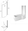 A technical drawing and a 3D render of a bathtub with a glass shower screen. Voir les images du produit