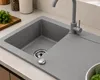 Granitspüle 76x44 cm mit Armatur Grau – Küchenspüle aus Produktbild-Vorschau 7