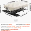 A portable air mattress with its support frame and dimensions labeled. Podgląd zdjęcia produktu
