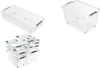 A collage of clear plastic storage boxes with black handles. Produktbild-Vorschau