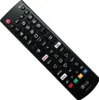 A black LG TV remote control is shown diagonally against a white background. Produktbild-Vorschau