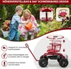 A woman and a child are gardening, with a red garden cart shown in detail. Podgląd zdjęcia produktu