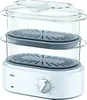 A white Braun electric food steamer with two transparent steaming tiers and a clear lid, set against a white background. Voir les images du produit