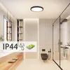 A modern bathroom with a ceiling light, shower, and toilet. Náhľad obrázku produktu