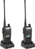 Two black walkie-talkies are shown in their charging docks against a white background. Produktbild-Vorschau