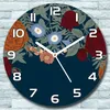 Wanduhr aus Glas Rund fi 30 Vintage Rosen blau Quarz Deko Produktbild-Vorschau 1