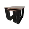 A set of nesting tables with wooden tops and black metal frames, shown against a white background. Náhled obrázku produktu