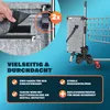 A close-up of a shopping trolley with a grey fabric bag, showing features and benefits with text overlays. Anteprima dell’immagine prodotto