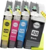 Four printer ink cartridges are arranged diagonally against a white background. Produktbild-Vorschau