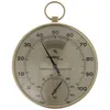 A round analog thermo-hygrometer with a brass-colored frame and hanging loop, displayed against a white background. Anteprima dell’immagine prodotto