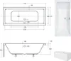 Technical drawings and photos of a bathtub. Produktbild-Vorschau