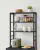 A kitchen shelf with various kitchen items displayed on it, including a toaster, mugs, jars, and a decorative basket. Náhled obrázku produktu