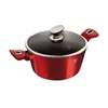 A red pot with a black speckled lid and silver handles is shown against a white background. Produktbild-Vorschau