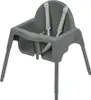 A gray high chair with safety straps against a white background. Produktbild-Vorschau