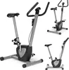 Collage of three images showing different views of a stationary exercise bike. Produktbild-Vorschau