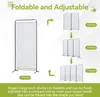 Diagram showing how the room divider can be assembled into 1, 2, 3, or 4 panels, with text describing its foldable and adjustable features. Náhľad obrázku produktu