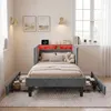 UnboxG gestoffeerd bed 90x200 cm, fluweel, met 2 lades, Productafbeelding-voorbeeld 12
