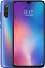 A blue Xiaomi Mi 9 smartphone is shown from the front and back, displaying its screen with the time and date. Produktbild-Vorschau