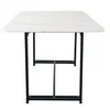 A white marble-look dining table with black metal legs, shown from a side angle against a white background. Anteprima dell’immagine prodotto