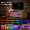 FUFU&GAGA TV Lowboard 200 cm Weiß Hochglanz & Eiche, Produktbild-Vorschau 3