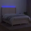 vidaXL Boxspringbett mit Matratze & LED Creme 140x200 cm Produktbild-Vorschau 3