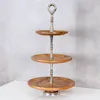Holz Etagere 3 Etagen H60cm Mangoholz Metall Servierplatte Produktbild-Vorschau 3