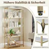 A bookshelf with decorative elements and feature callouts. Produktbild-Vorschau