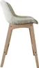 A side view of a chair with a fabric seat and wooden legs. Voir les images du produit