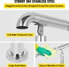 Close-up shots of a stainless steel handrail, highlighting its features. Produktbild-Vorschau