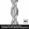 Close-up of a drill bit with text overlay describing its material. Anteprima dell’immagine prodotto