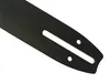 A close-up view of the tip of a black chainsaw bar with two mounting holes and a long slot for the chain. Náhled obrázku produktu