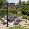 An outdoor patio with a pergola and seating area. Náhled obrázku produktu