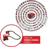 A circular diagram of Einhell Power X-Change tools surrounding a central battery, with a close-up of a paint sprayer in a red circle on the left. Produktbild-Vorschau