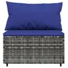 vidaXL Garten-Mittelsofa mit Kissen Grau Poly Rattan -  Produktbild-Vorschau 9