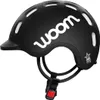 A black Woom helmet with white lettering and a star logo on a white background. Produktbild-Vorschau