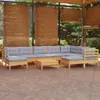 vidaXL 10 tlg. Garten Lounge Set mit Grauen Kissen Kiefer Produktbild-Vorschau 2