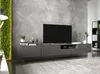 A modern living room with a gray wall, a floating TV stand with a television, and a vertical green wall display. Produktbild-Vorschau
