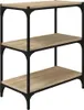 A three-tier shelf unit with a wood-like finish and black metal frame, shown against a white background. Náhľad obrázku produktu