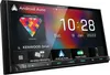 A close-up view of a car stereo system's touchscreen display showing various app icons, time, and date. Produktbild-Vorschau